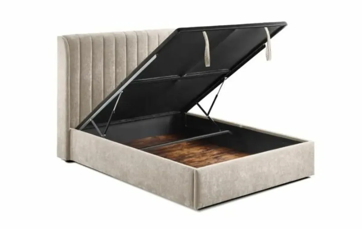 Frida Beige Gas Lift Storage Bed / 3 Sizes - Image 2