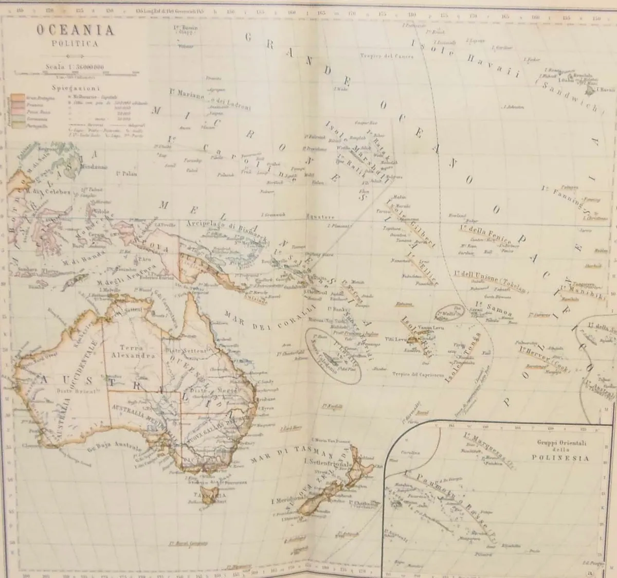 Antique Map Oceania Political circa 1900 - Image 1