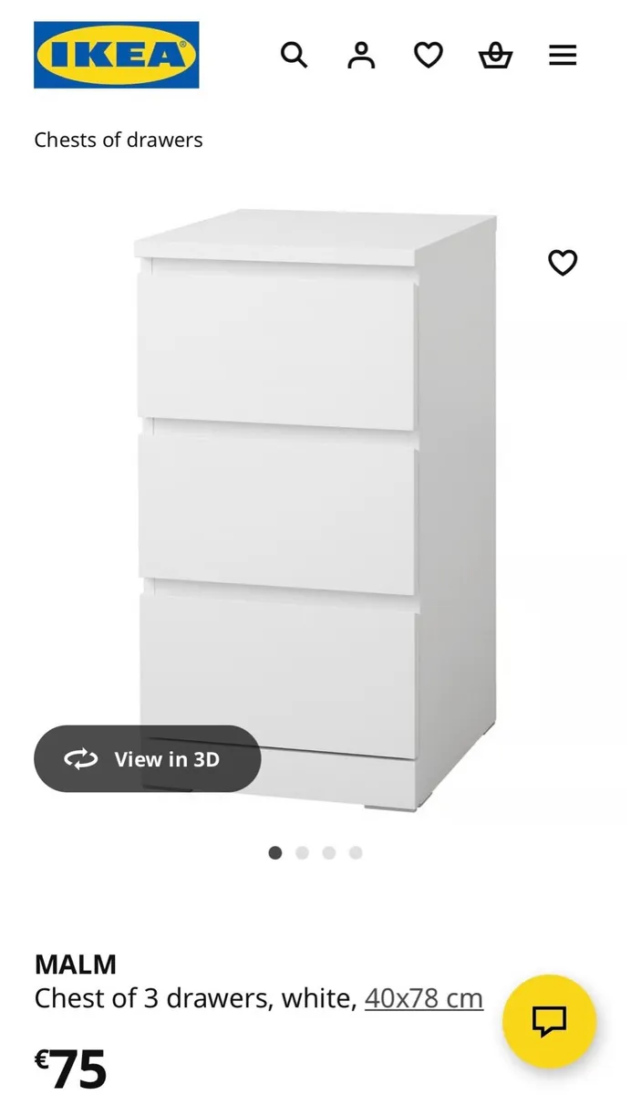 MALM Chest of 3 drawers, white, 40x78 cm - Image 2