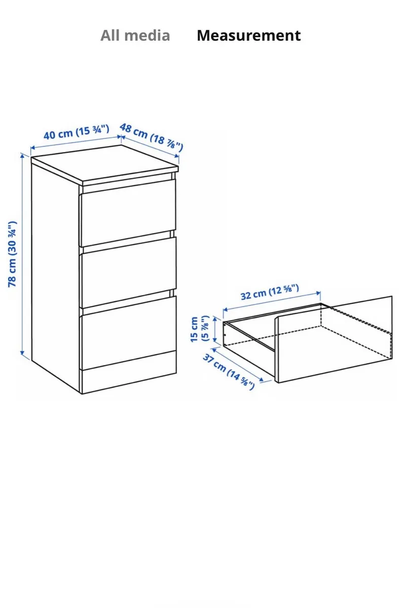 MALM Chest of 3 drawers, white, 40x78 cm - Image 4