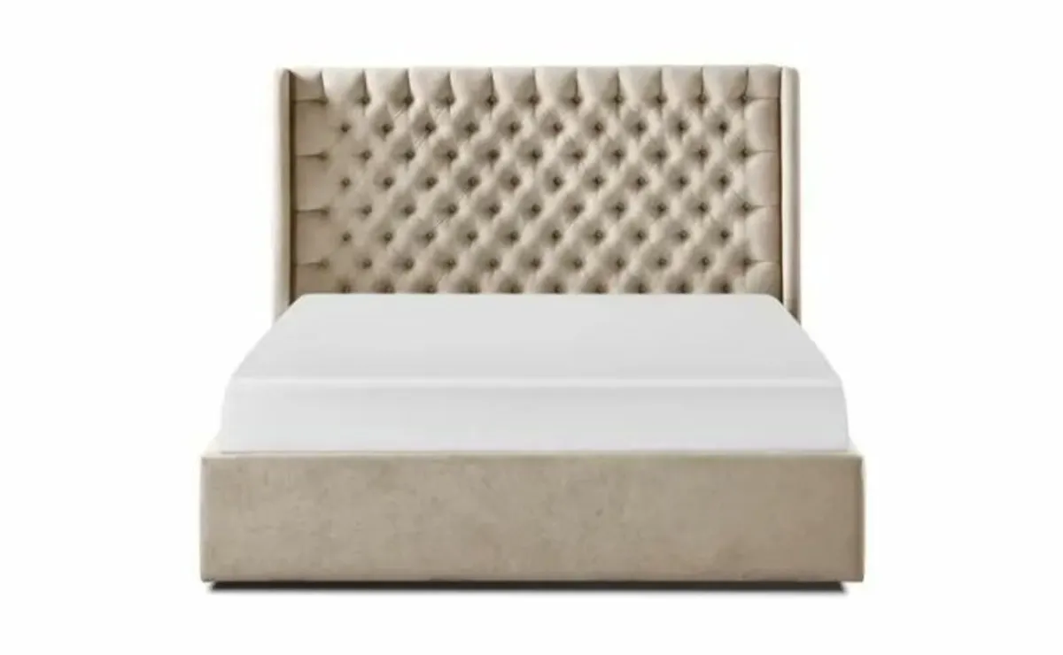 Colette Beige Gas Lift Storage Bed / 3 Sizes - Image 2