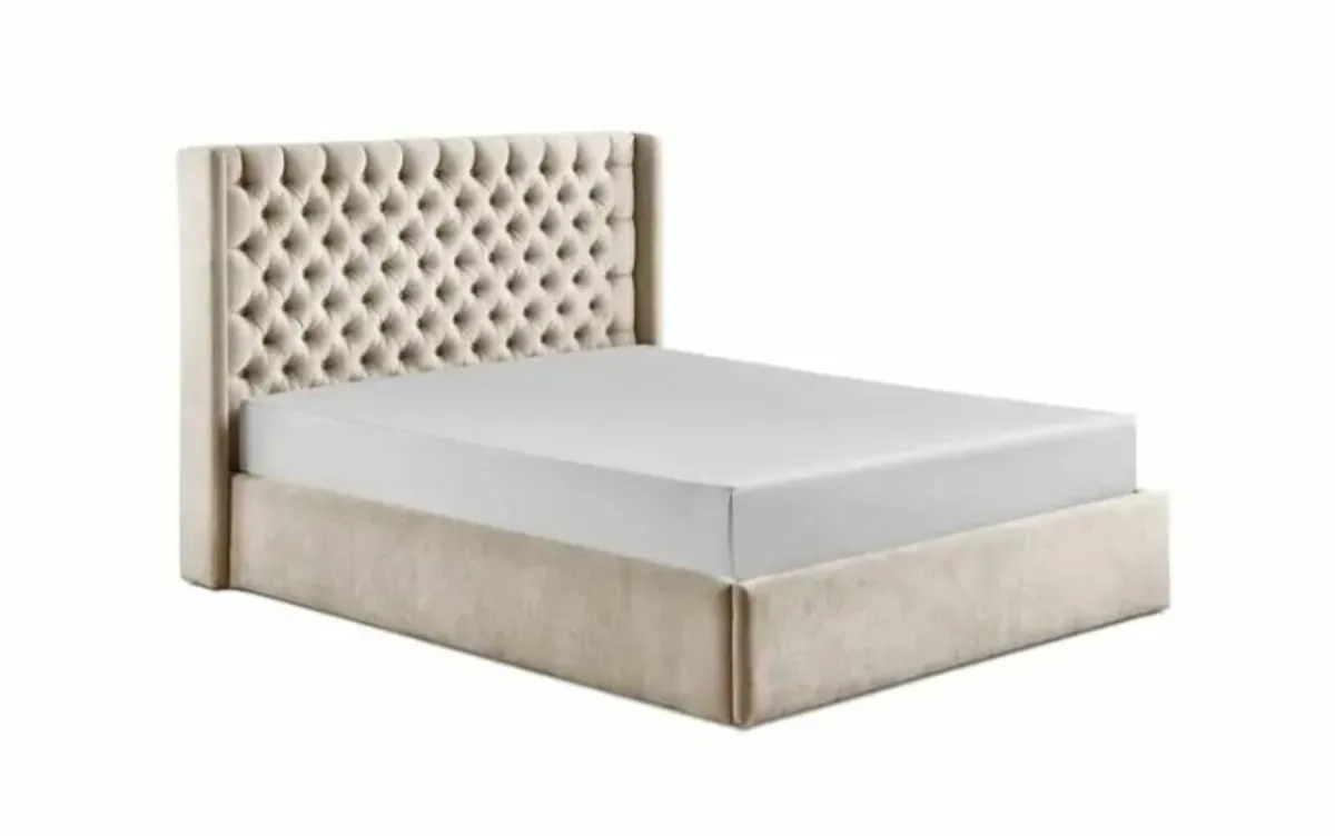 Colette Beige Gas Lift Storage Bed / 3 Sizes - Image 3