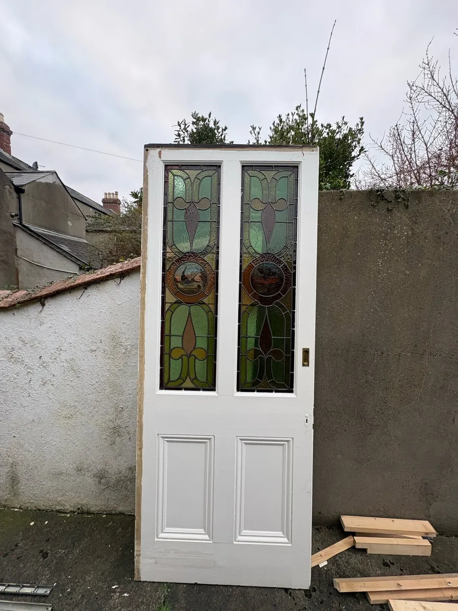 Vintage Double Doors with Stained Glass – 230x92cm - Image 3