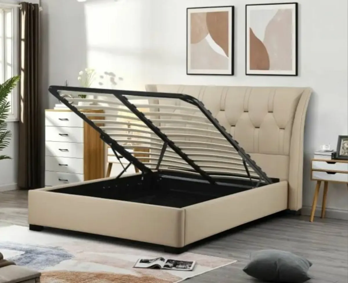 Tyrone Gas Lift Bed Leather free delivery in Doneg - Image 3