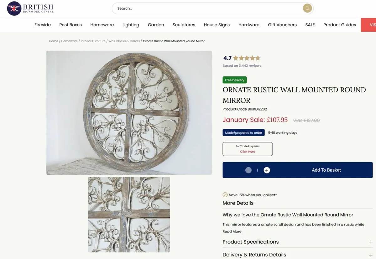 rustic circular mirror - Image 4