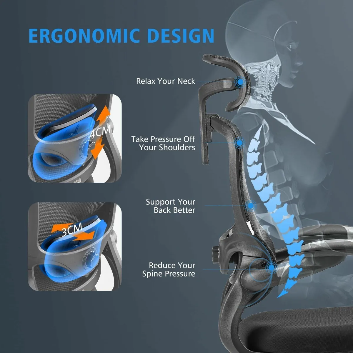 Ergonomic Office Chair Desk with Lumbar Support - Image 3