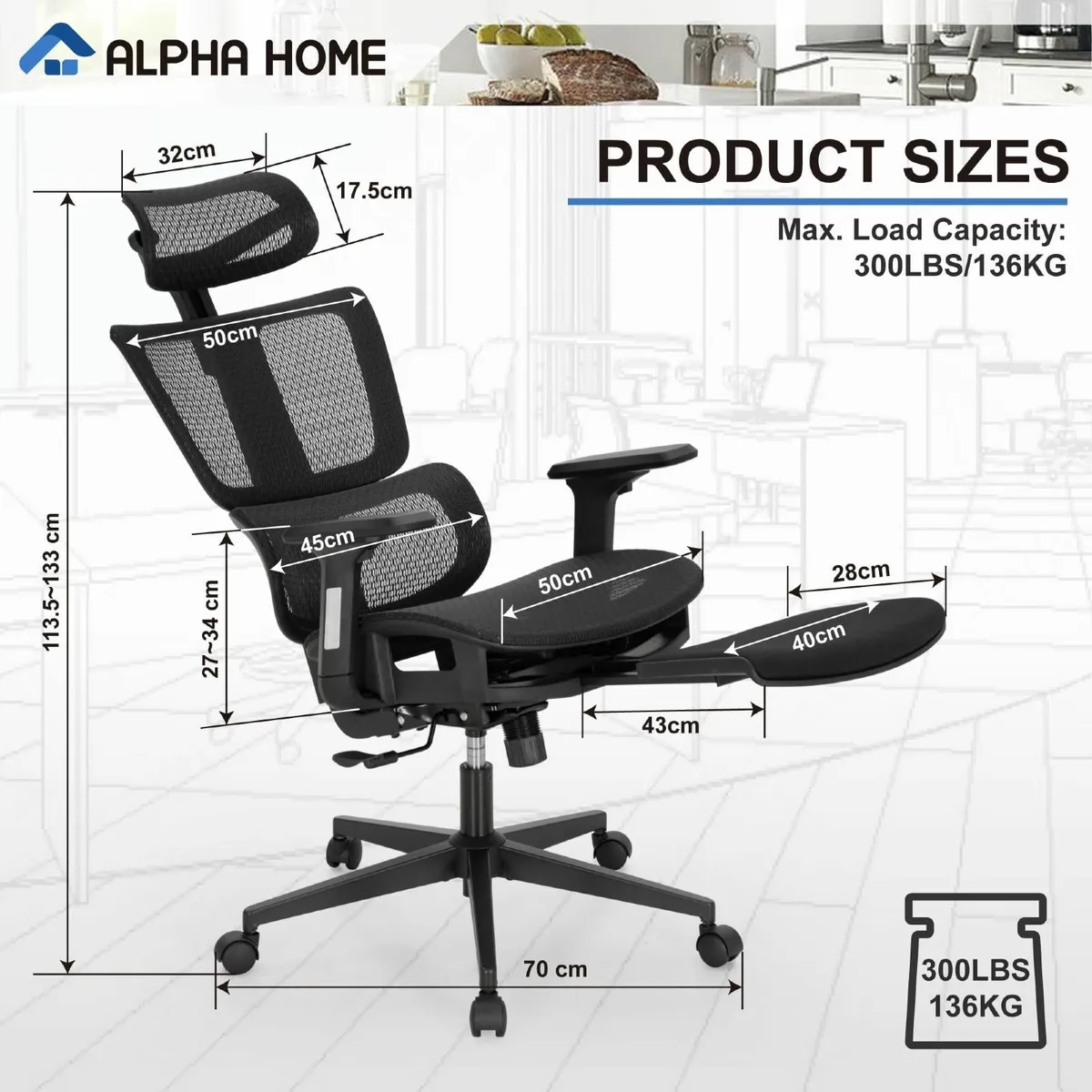 Office Chair Ergonomic Desk with Retractable - Image 3
