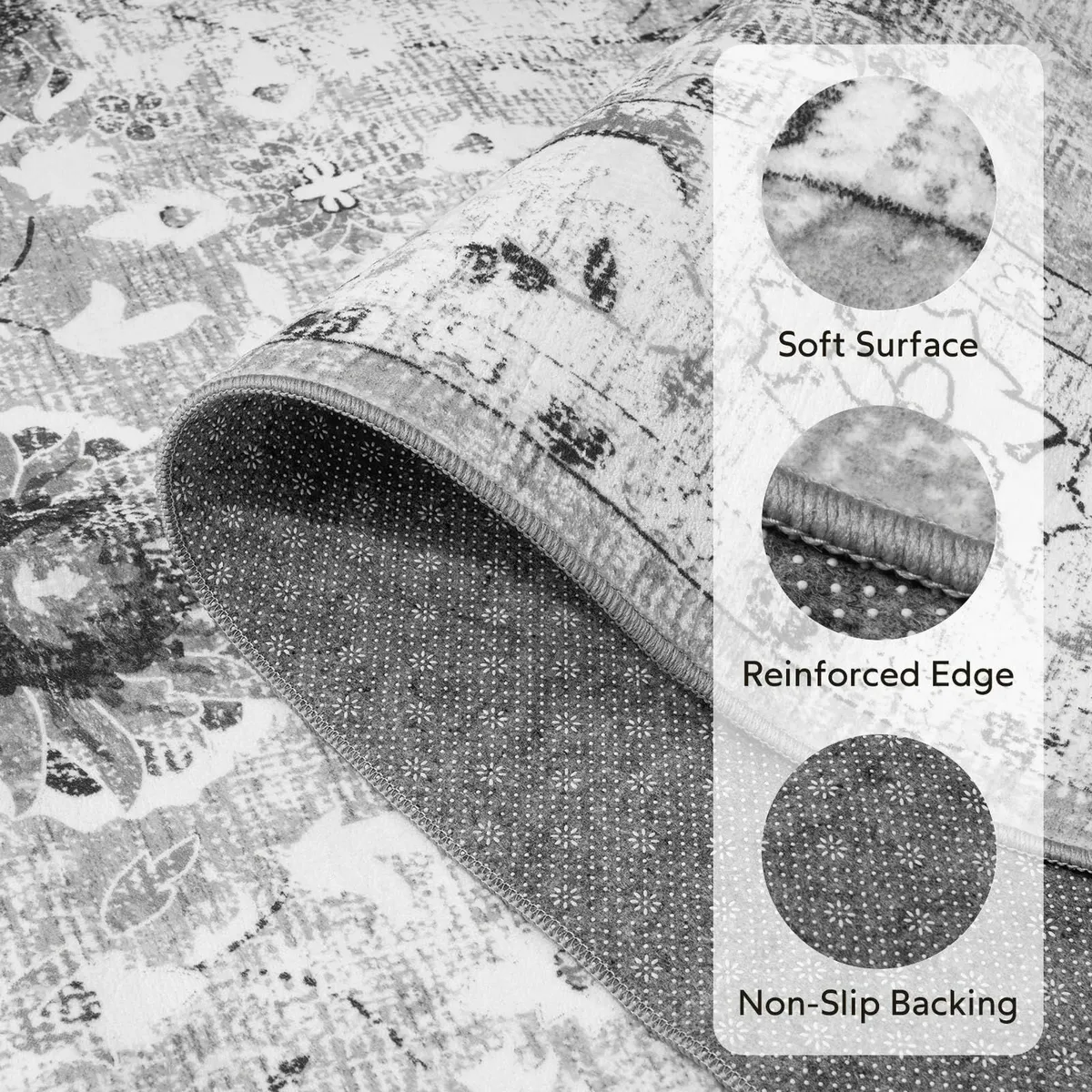 Grey Rugs Living Room - 160x230 cm Machine - Image 2