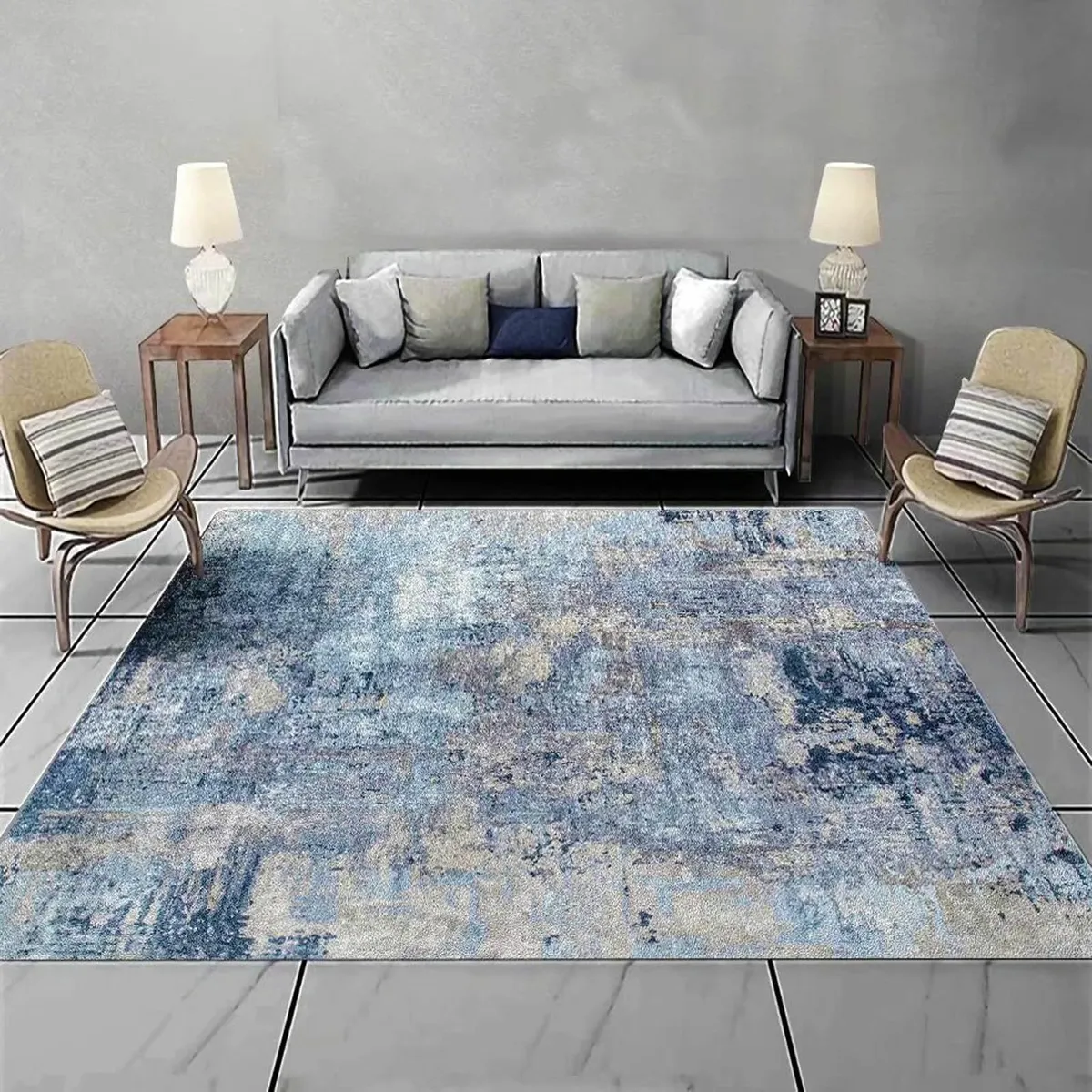 Rugs Living Room Large Blue Grey 200 x 300 cm - Image 2