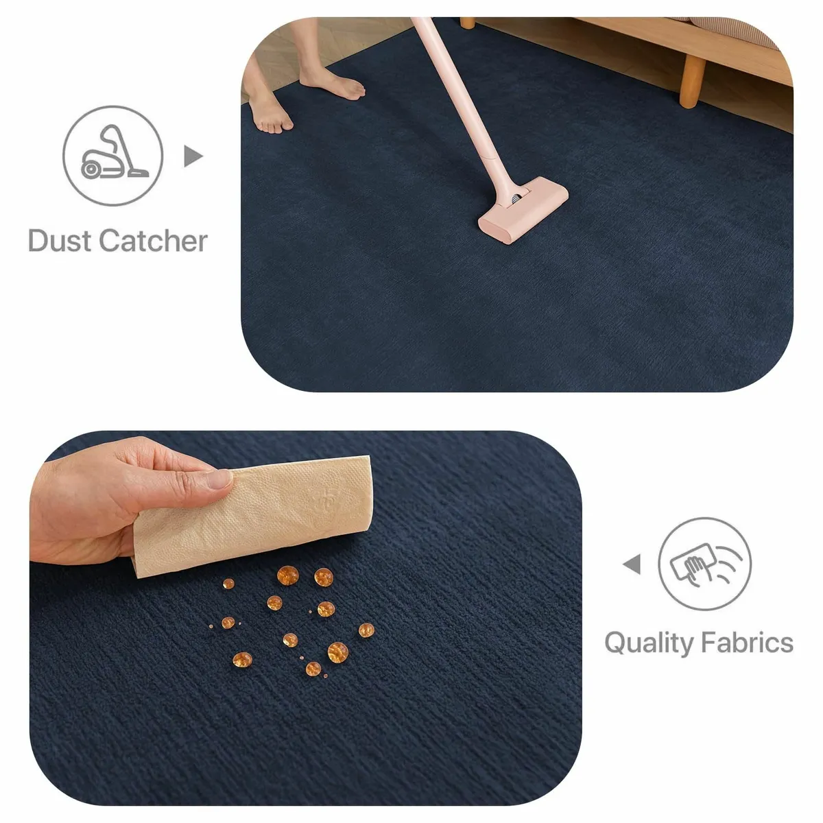 Rugs for Bedroom 120x160cm Navy Blue Low Pile Rug - Image 4