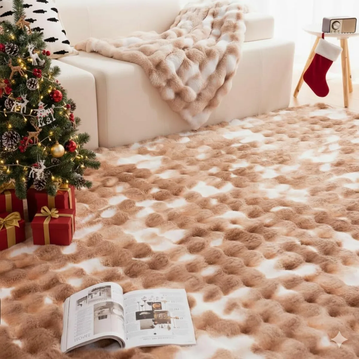 Flannel Bubble Area Rug - Soft Plush Carpet for - Image 1