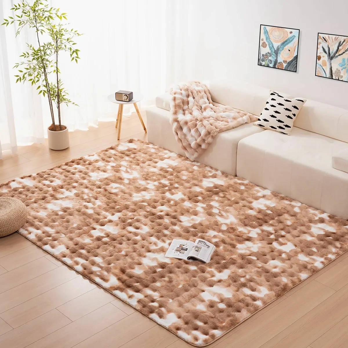 Flannel Bubble Area Rug - Soft Plush Carpet for - Image 2