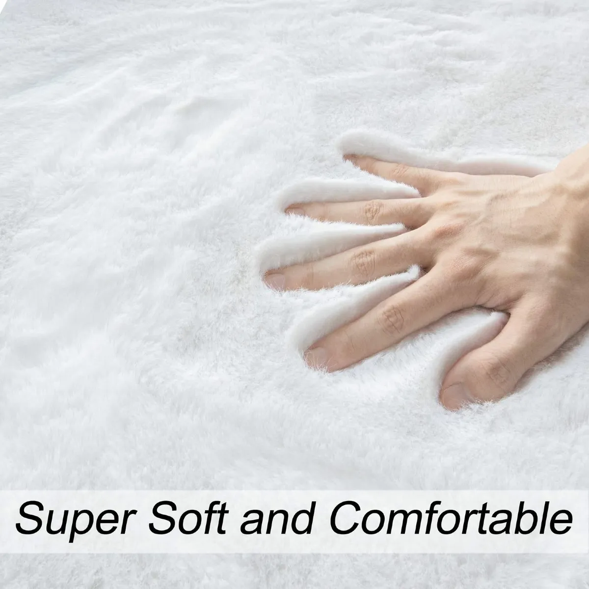 White Round Shag Rugs 180cm Faux Rabbit Washable - Image 3