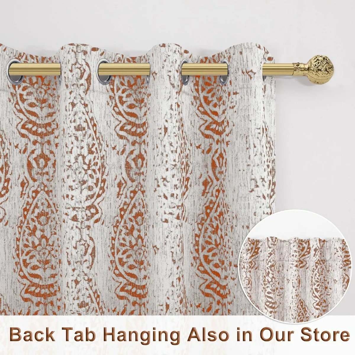 Rust Orange Retro Curtains for Living Room 2 - Image 3