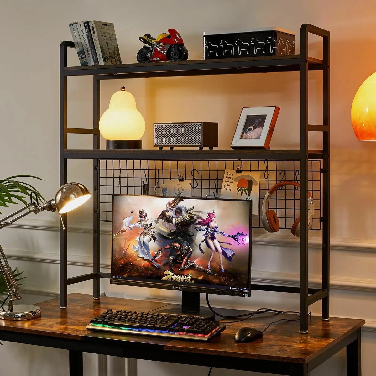 Desk Shelf 2-Tier Desktop Bookcase 37.5 Multipurp - Image 2