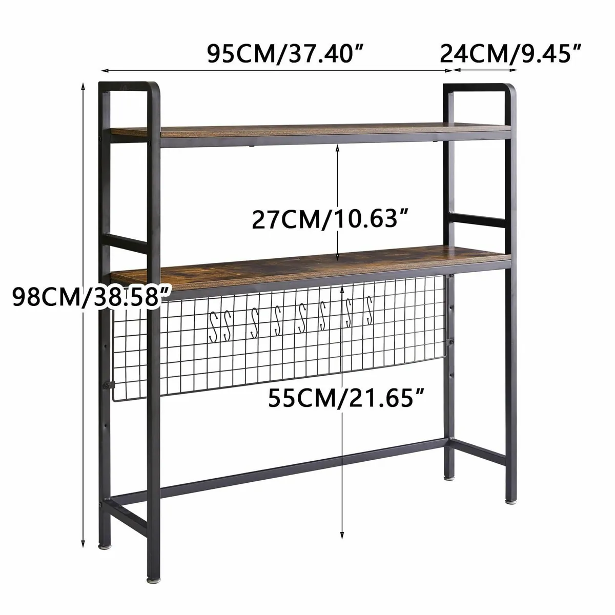 Desk Shelf 2-Tier Desktop Bookcase 37.5 Multipurp - Image 3