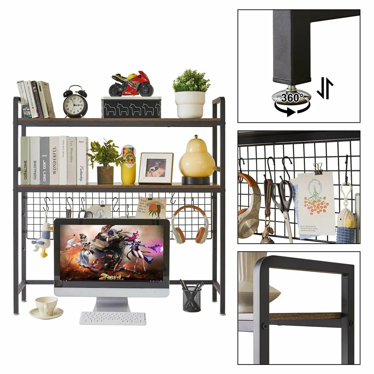 Desk Shelf 2-Tier Desktop Bookcase 37.5 Multipurp - Image 4