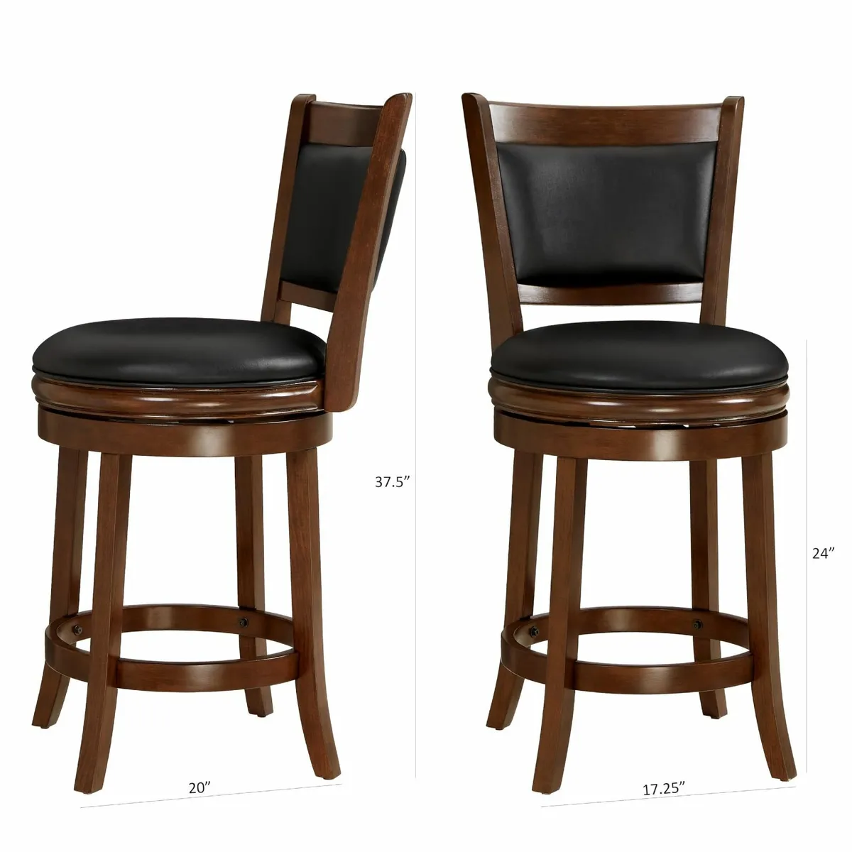 Swivel Counter Stool Wood Frame Kitchen Island - Image 3