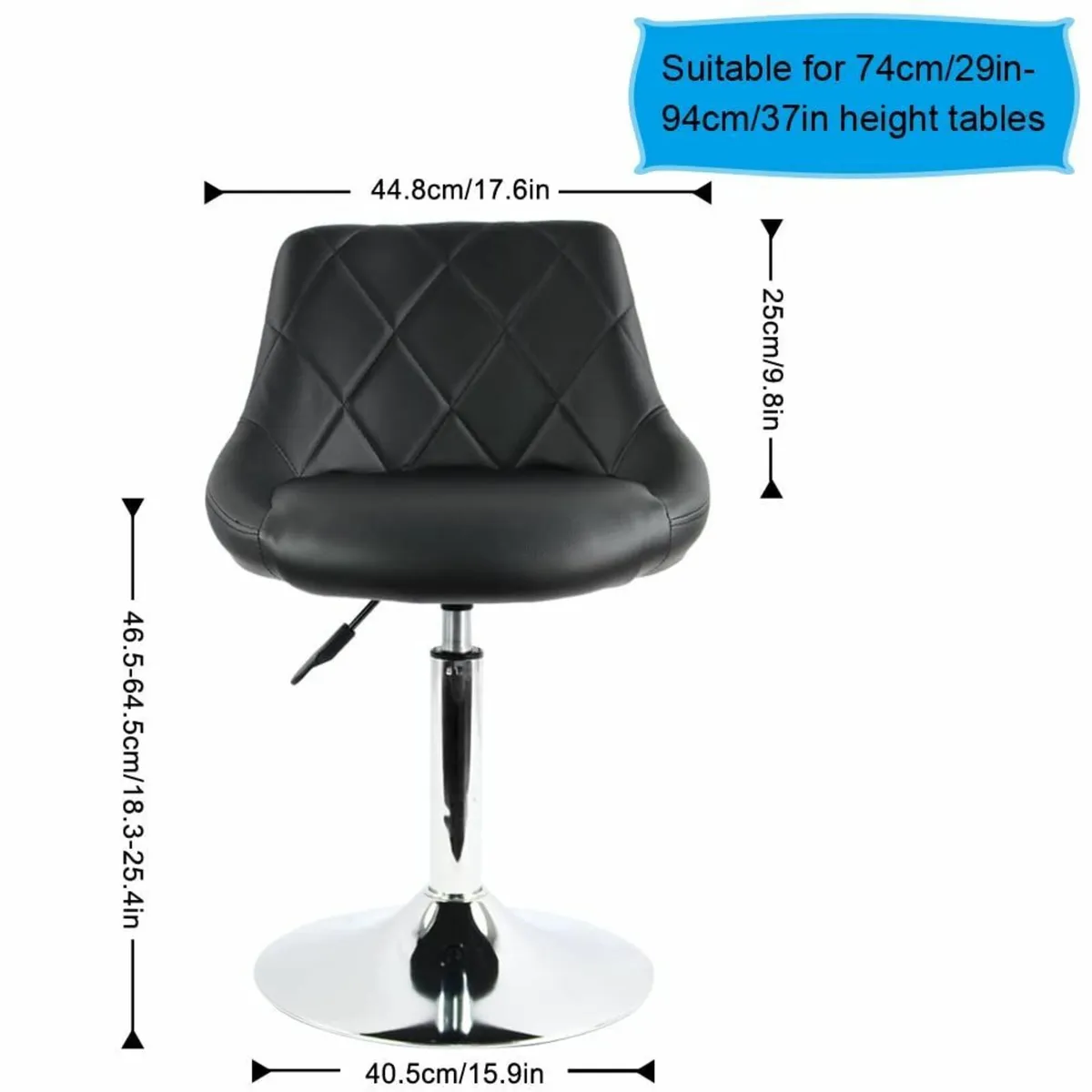 PU Leather Low Bar Chair Height Adjustable Swivel - Image 3