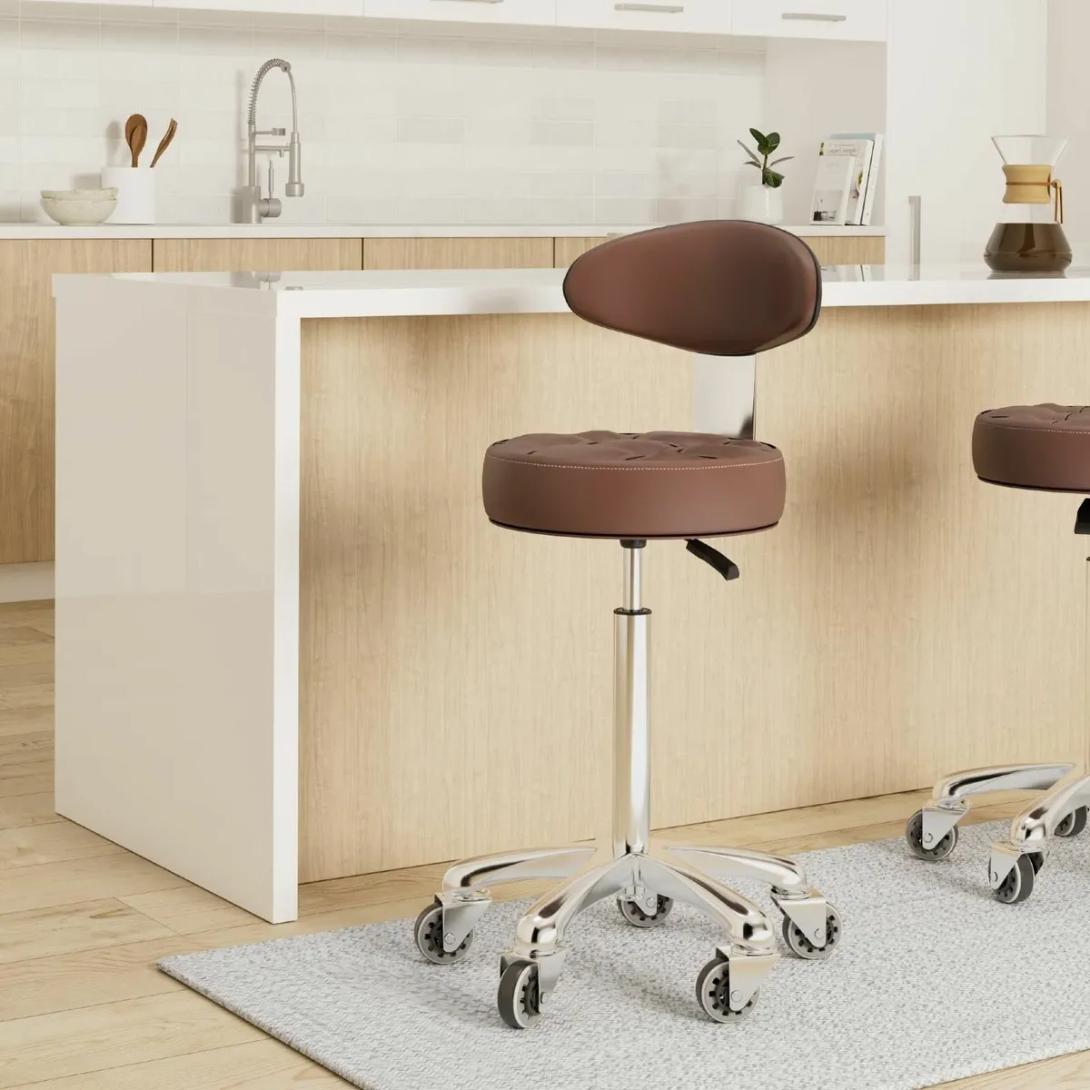 Rolling Stool Chair with Smooth-rolling Dual-wheel - Image 2