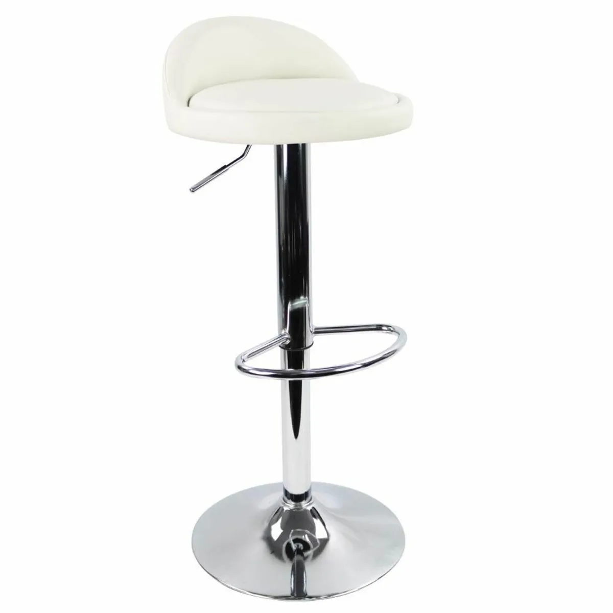 PU Leather Round Bar Stool with Back Rest Height - Image 1