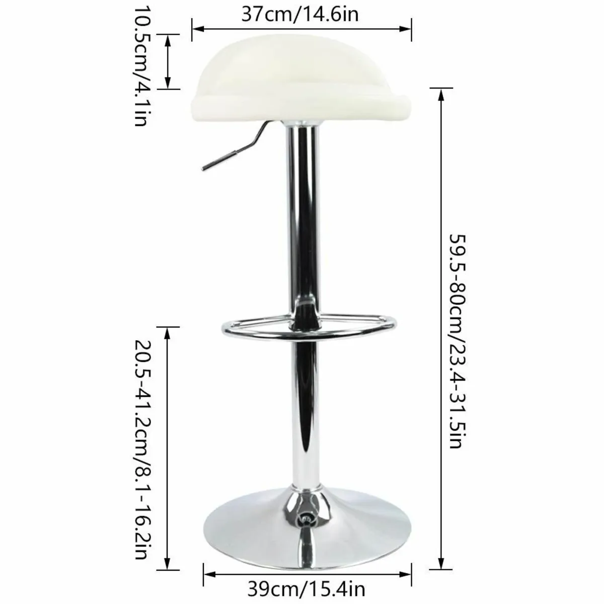 PU Leather Round Bar Stool with Back Rest Height - Image 3