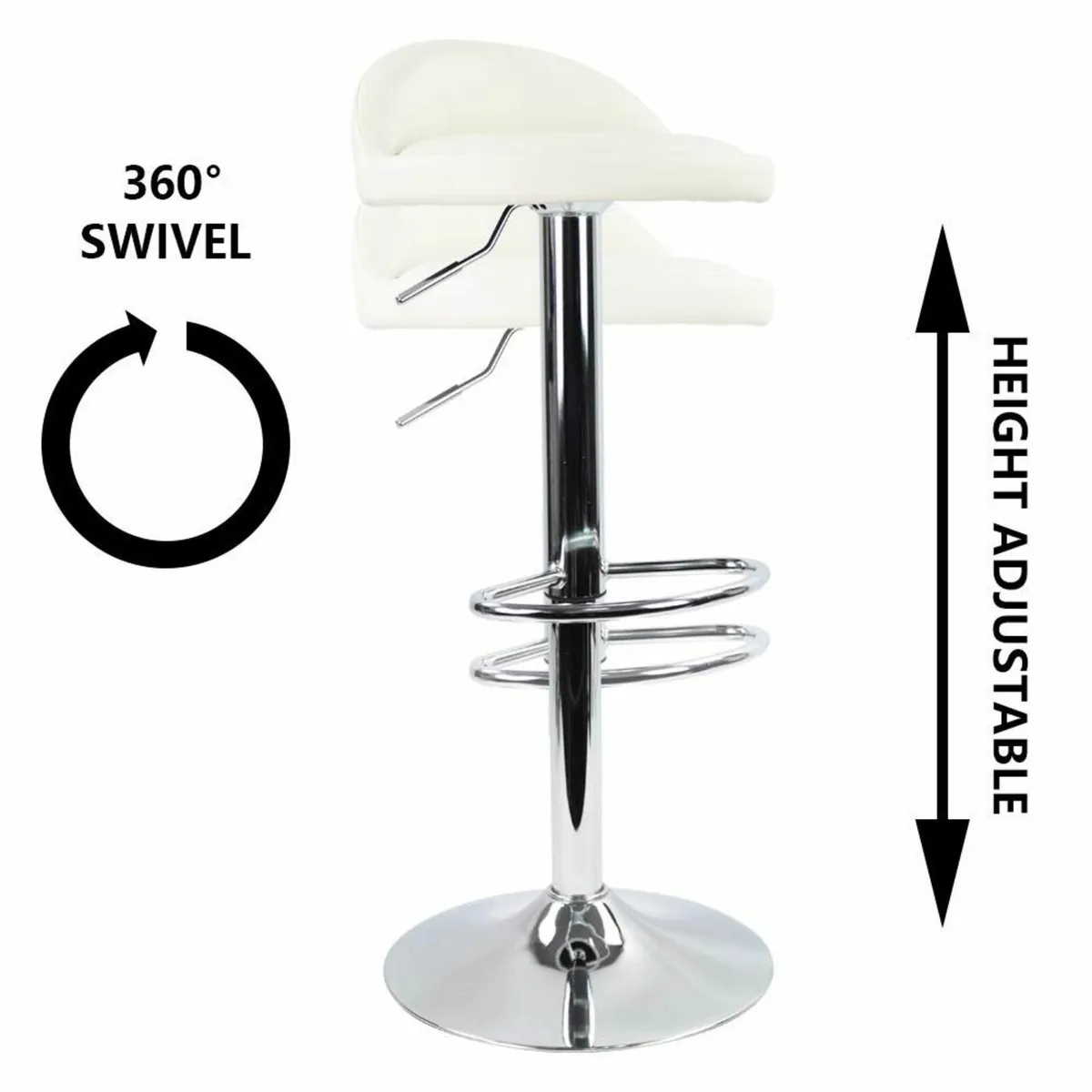 PU Leather Round Bar Stool with Back Rest Height - Image 4