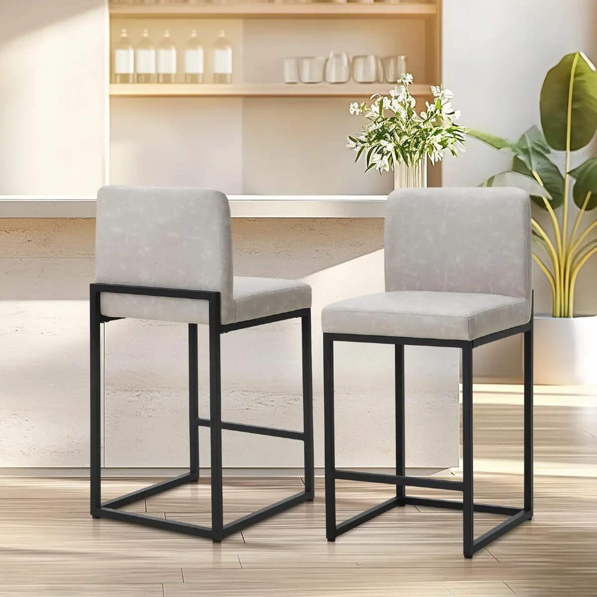 Bar Stools Tall Kitchen Sturdy Steel Frame - Image 1