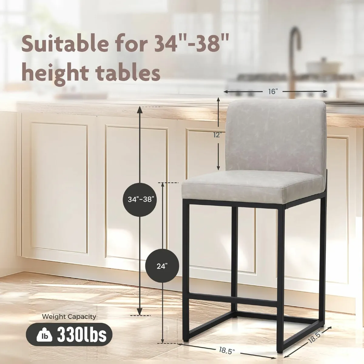 Bar Stools Tall Kitchen Sturdy Steel Frame - Image 2