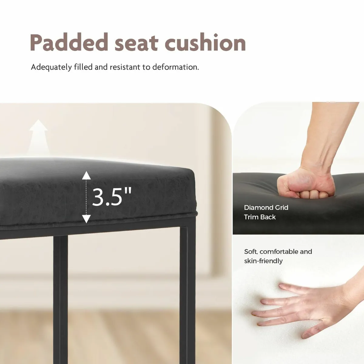 Bar Stool Counter Height Stools with Footrest - Image 3