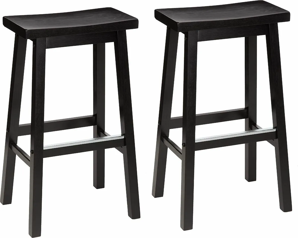 Set of 2 Solid Wood Kitchen Counter Bar Stool - Image 1