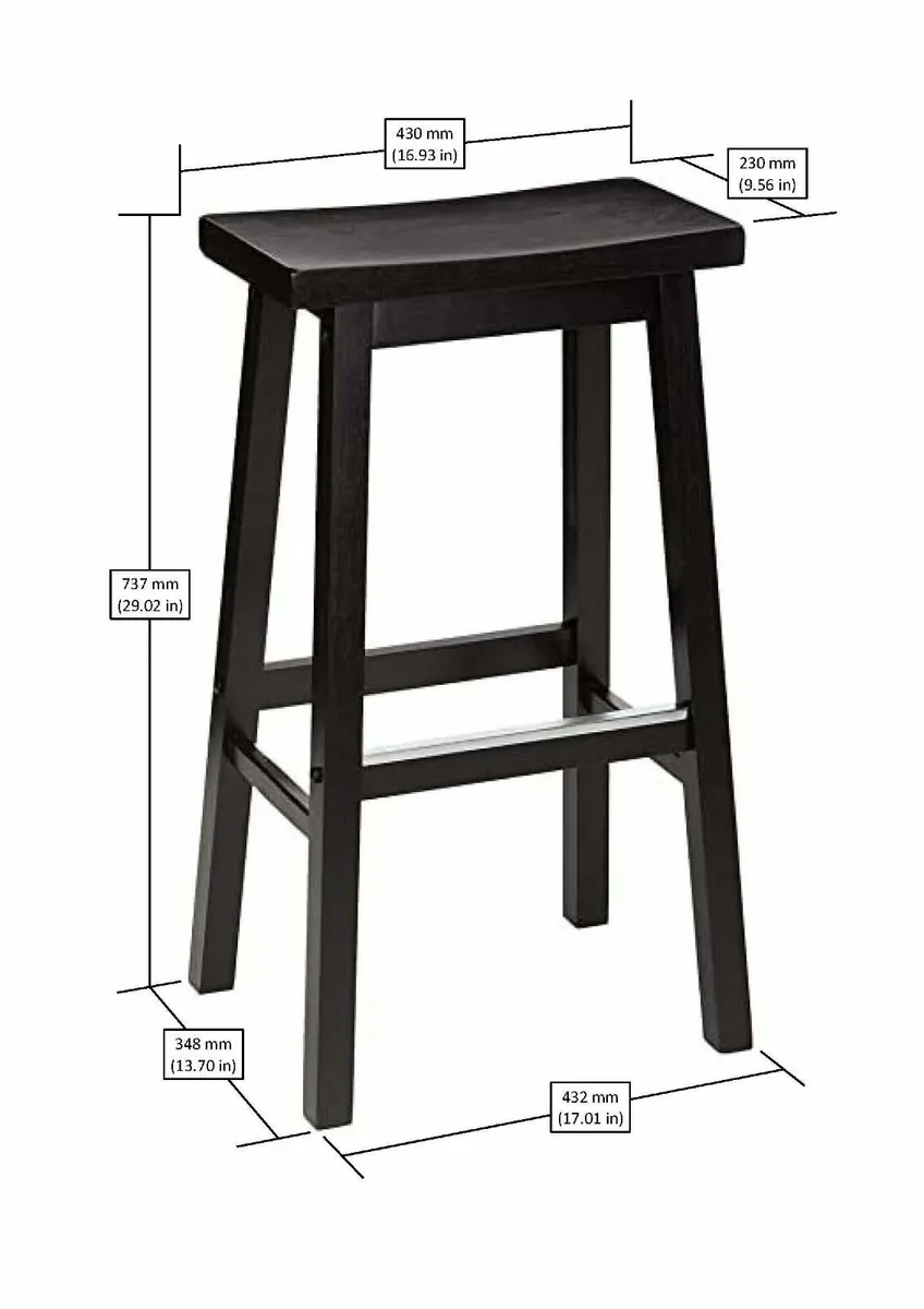 Set of 2 Solid Wood Kitchen Counter Bar Stool - Image 3