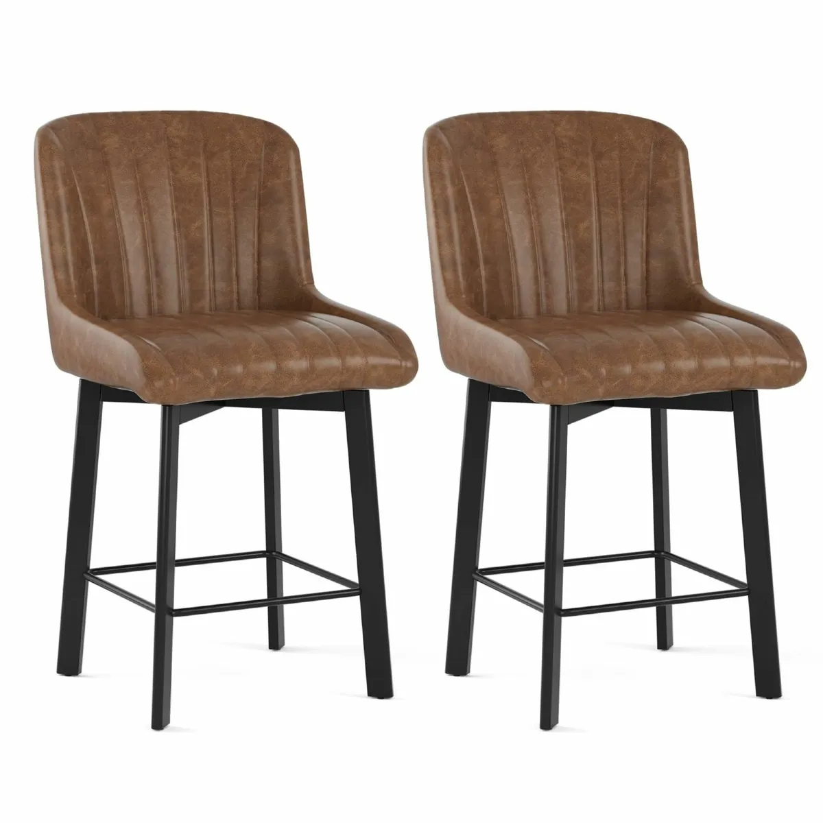 Bar Stools Set of 2 Swivel Breakfast Barstools - Image 3