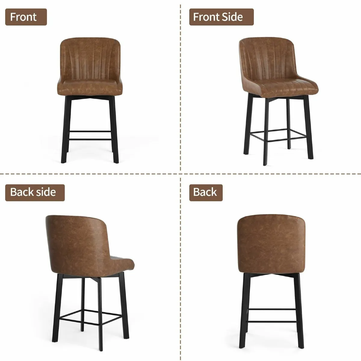Bar Stools Set of 2 Swivel Breakfast Barstools - Image 4