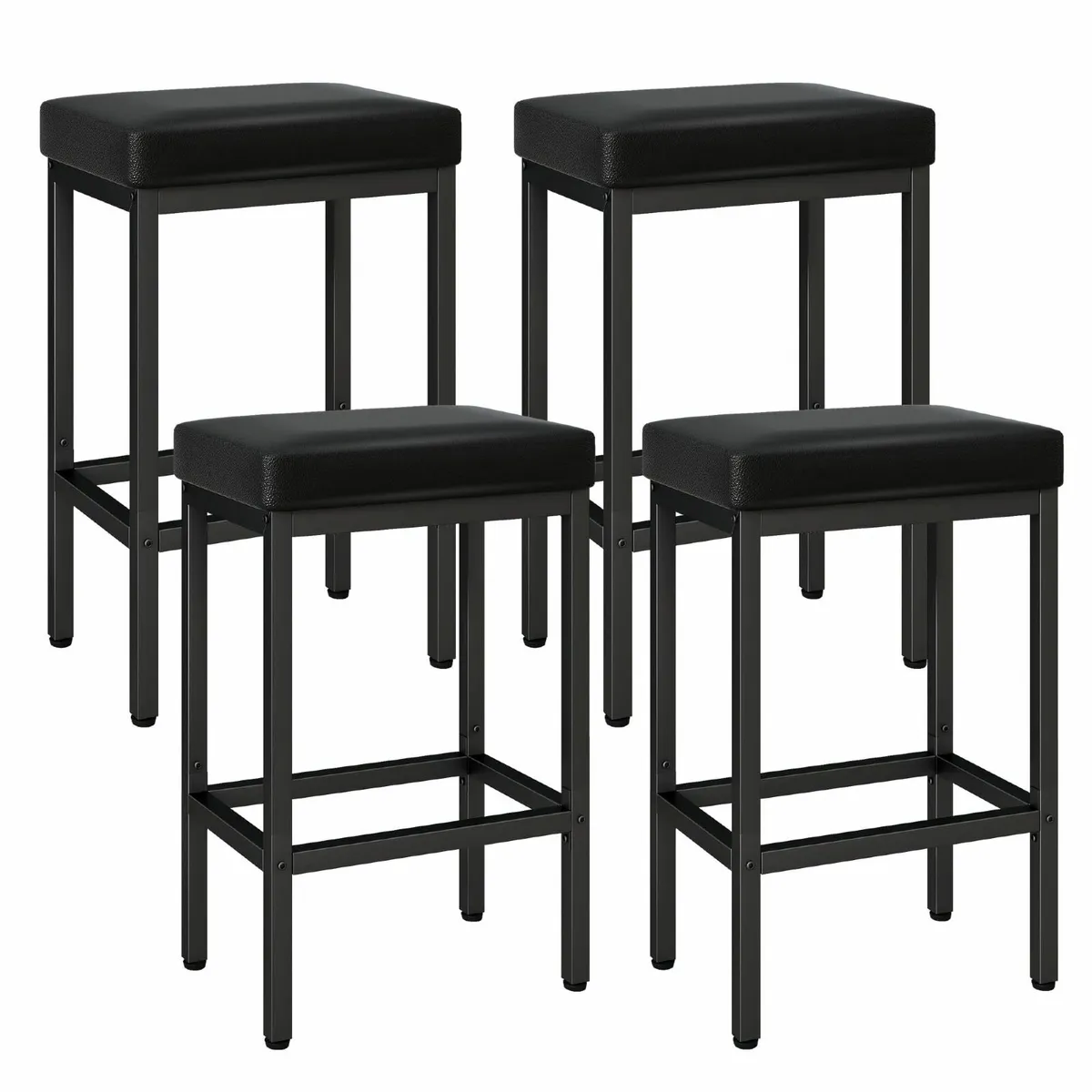 66 cm Bar Stools Set of 4 Black Breakfast - Image 1