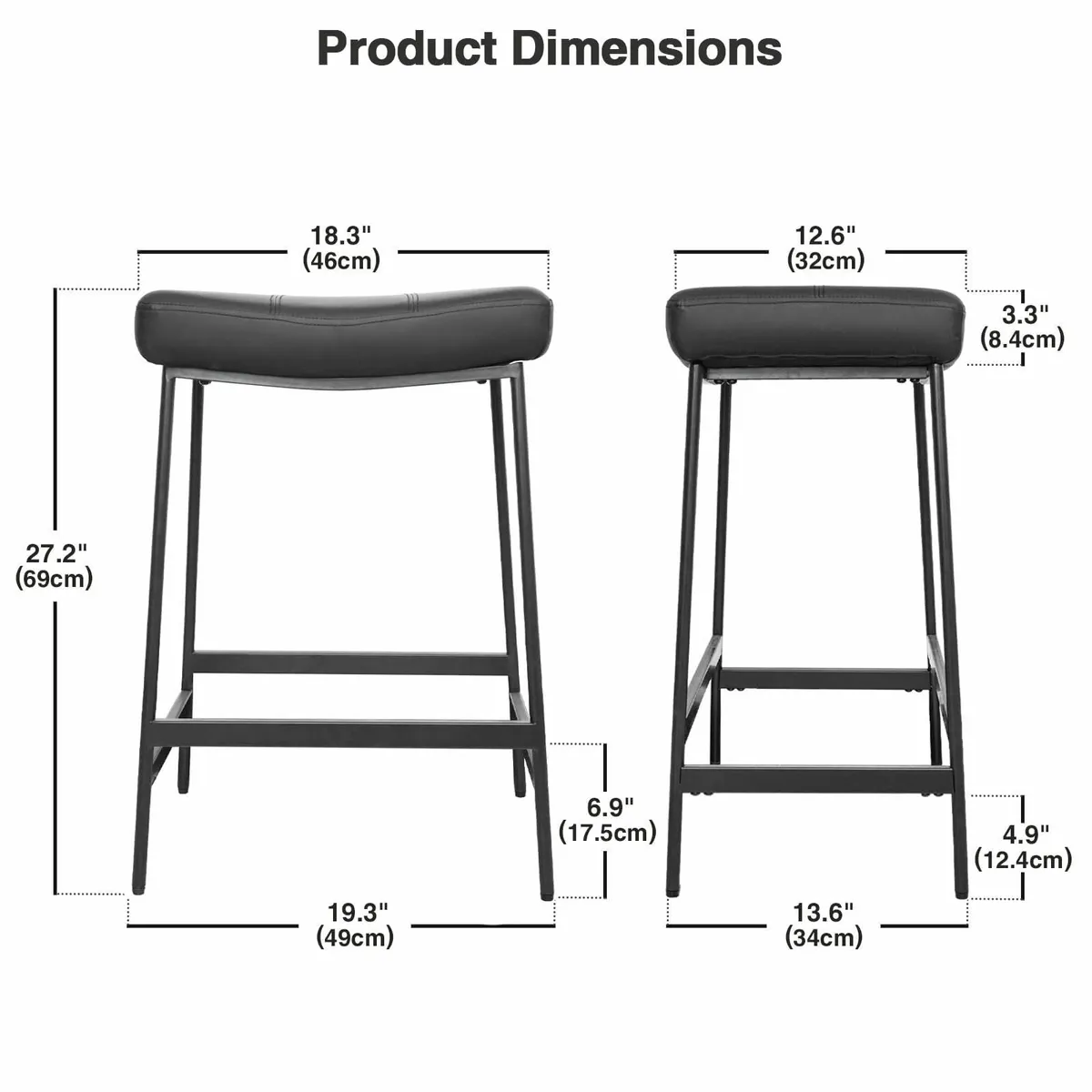 Bar Stools Set of 2 69cm Height Kitchen Island - Image 2
