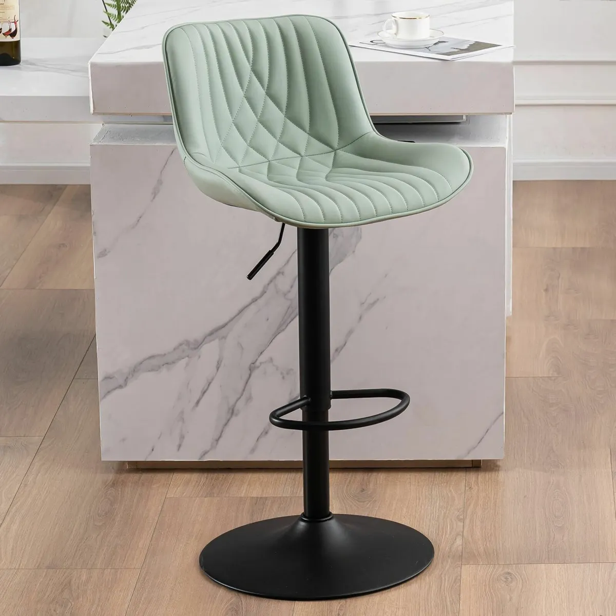Bar Stools Breakfast Chairs with Back PU Leather - Image 1
