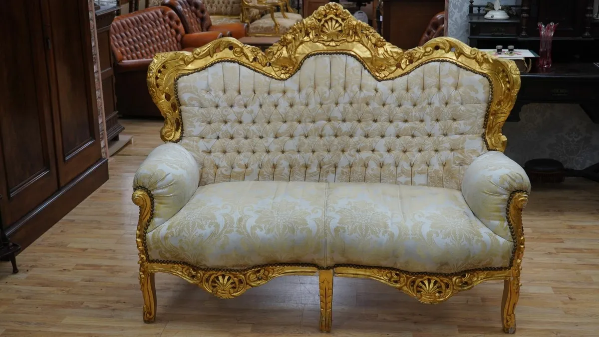 Versailles Gold Baroque Loveseat - Image 2