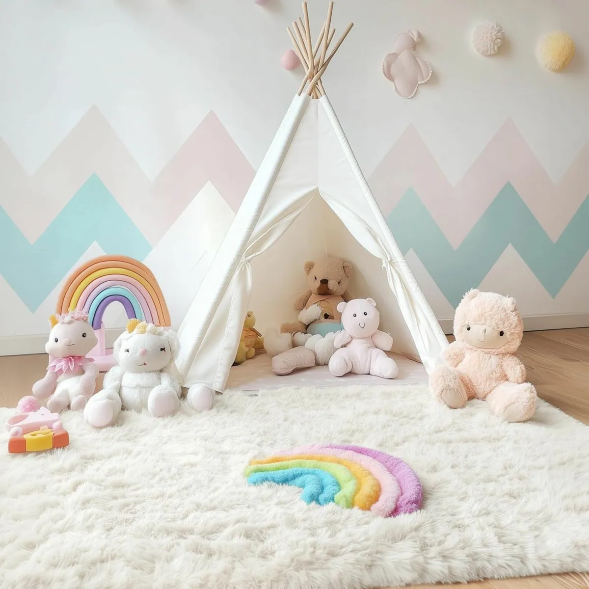 Round Cream Rug 120cm Fluffy Shaggy - Image 2