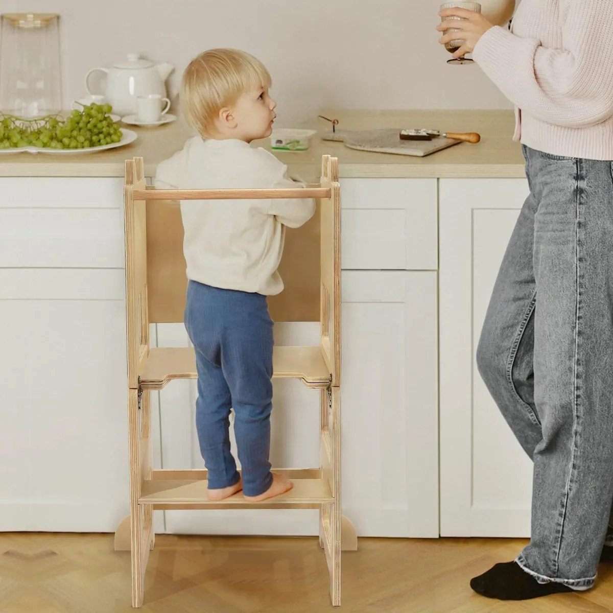 Kids Step Stool Kitchen Aid for Toddlers Wooden - Image 2