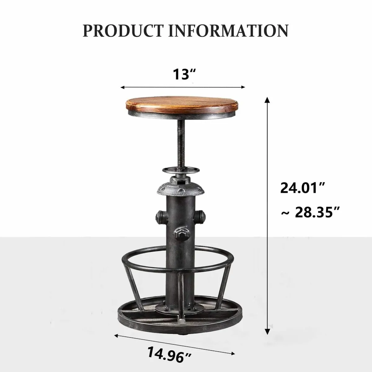 Antique Industrial Round Bottom Adjustable Height - Image 3
