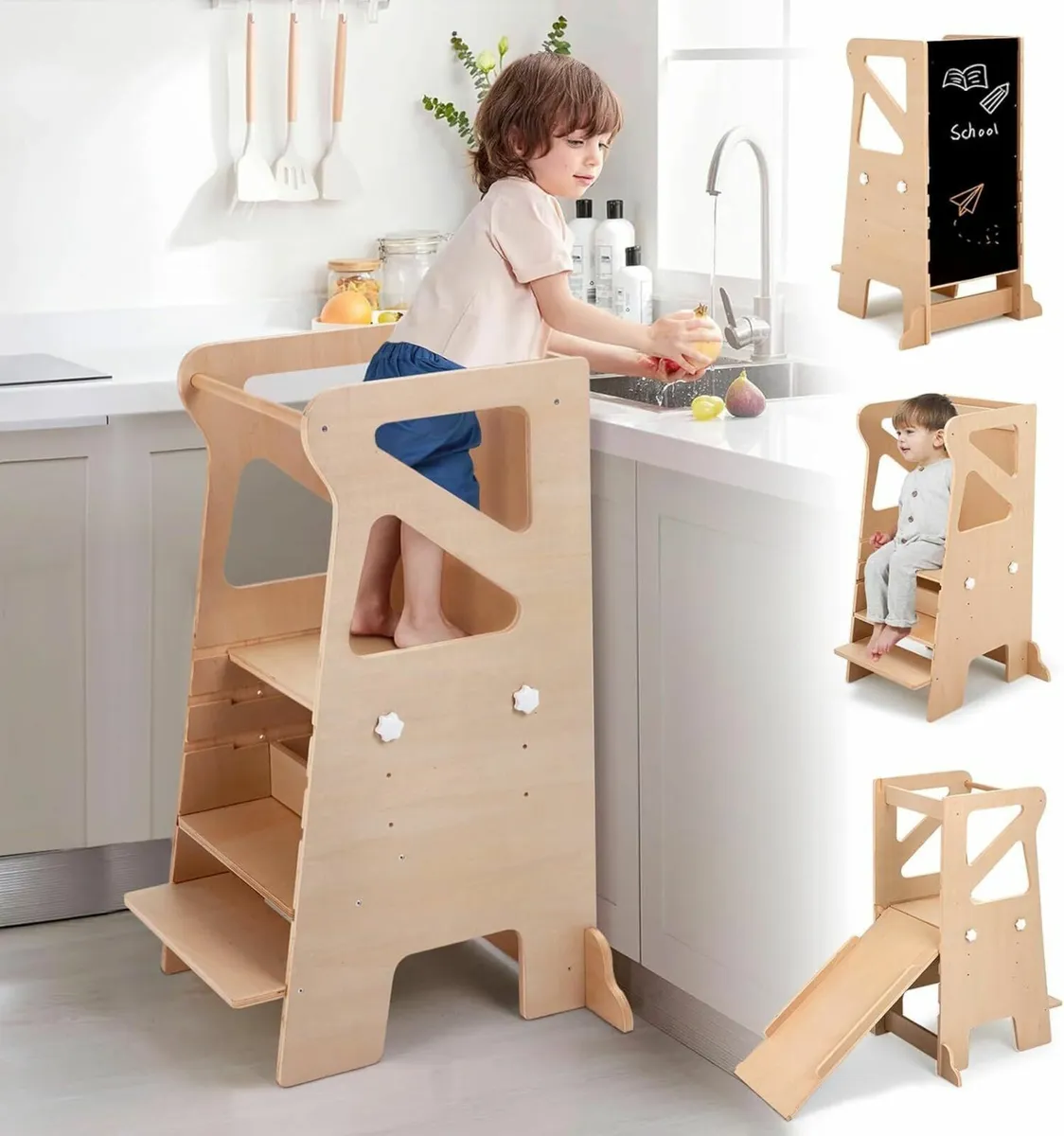 Wooden Kitchen Step Helper Learning Standing - Image 1