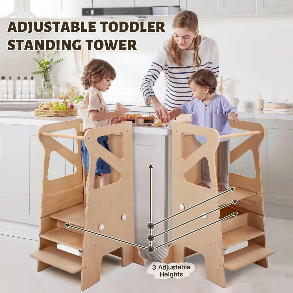 Wooden Kitchen Step Helper Learning Standing - Image 4