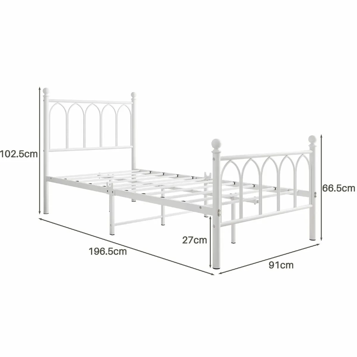 Single Metal Bed Frame 90 x x190 cm with Headboard - Image 2