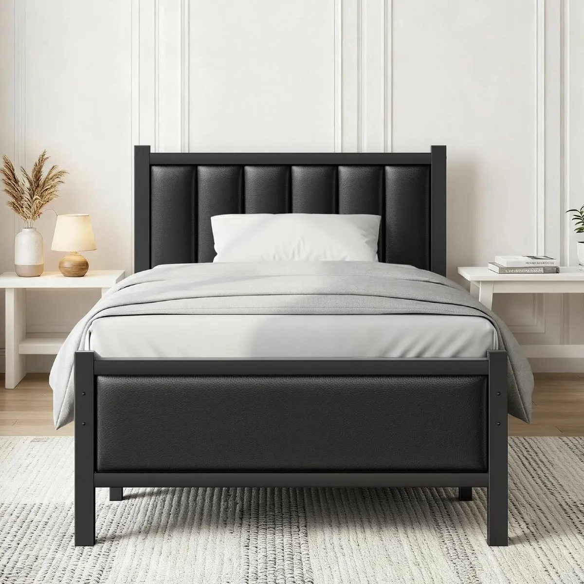Single Bed Frame with Upholstered Headboard 3ft - Image 1