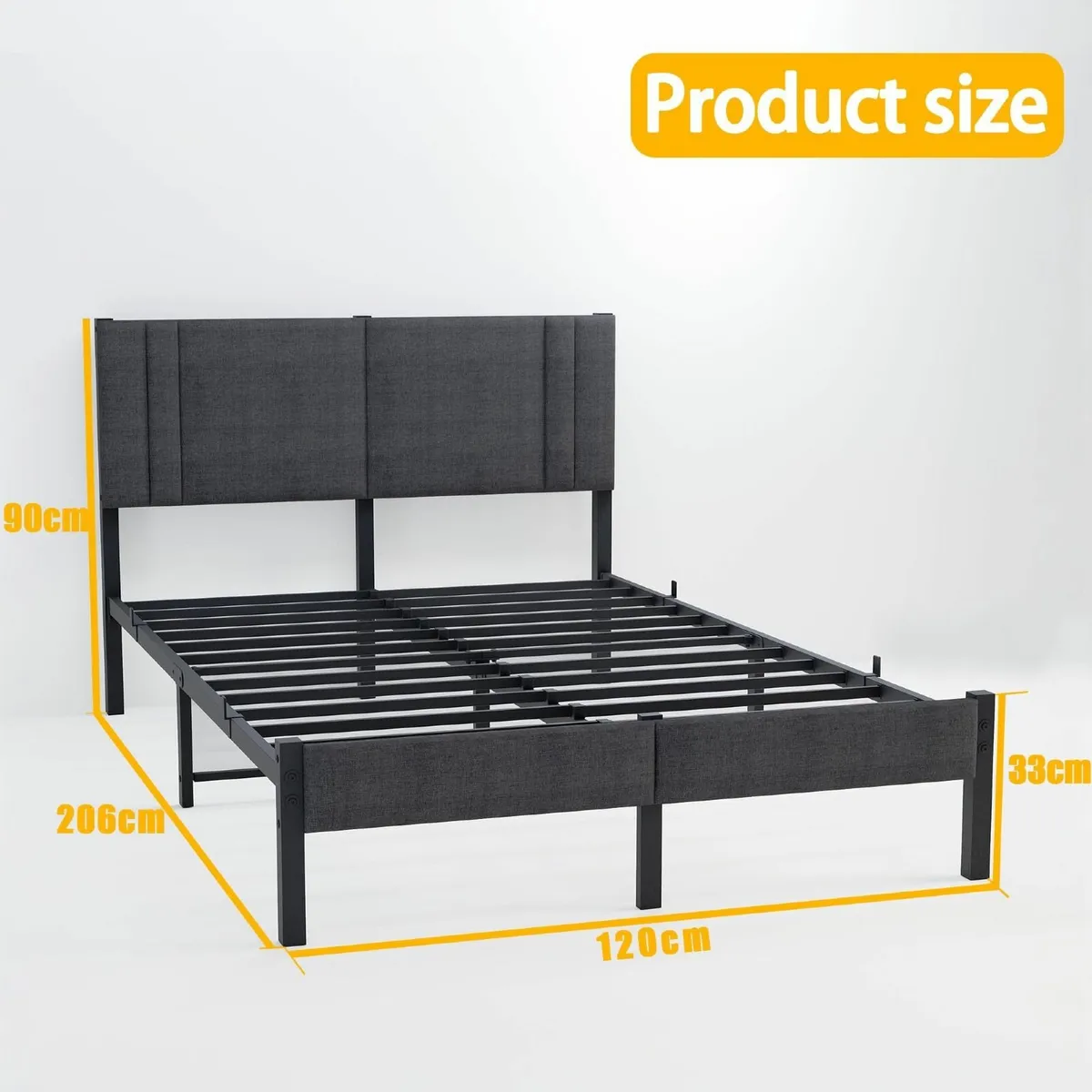 Double Bed Frame Upholstered Platform with - Image 2