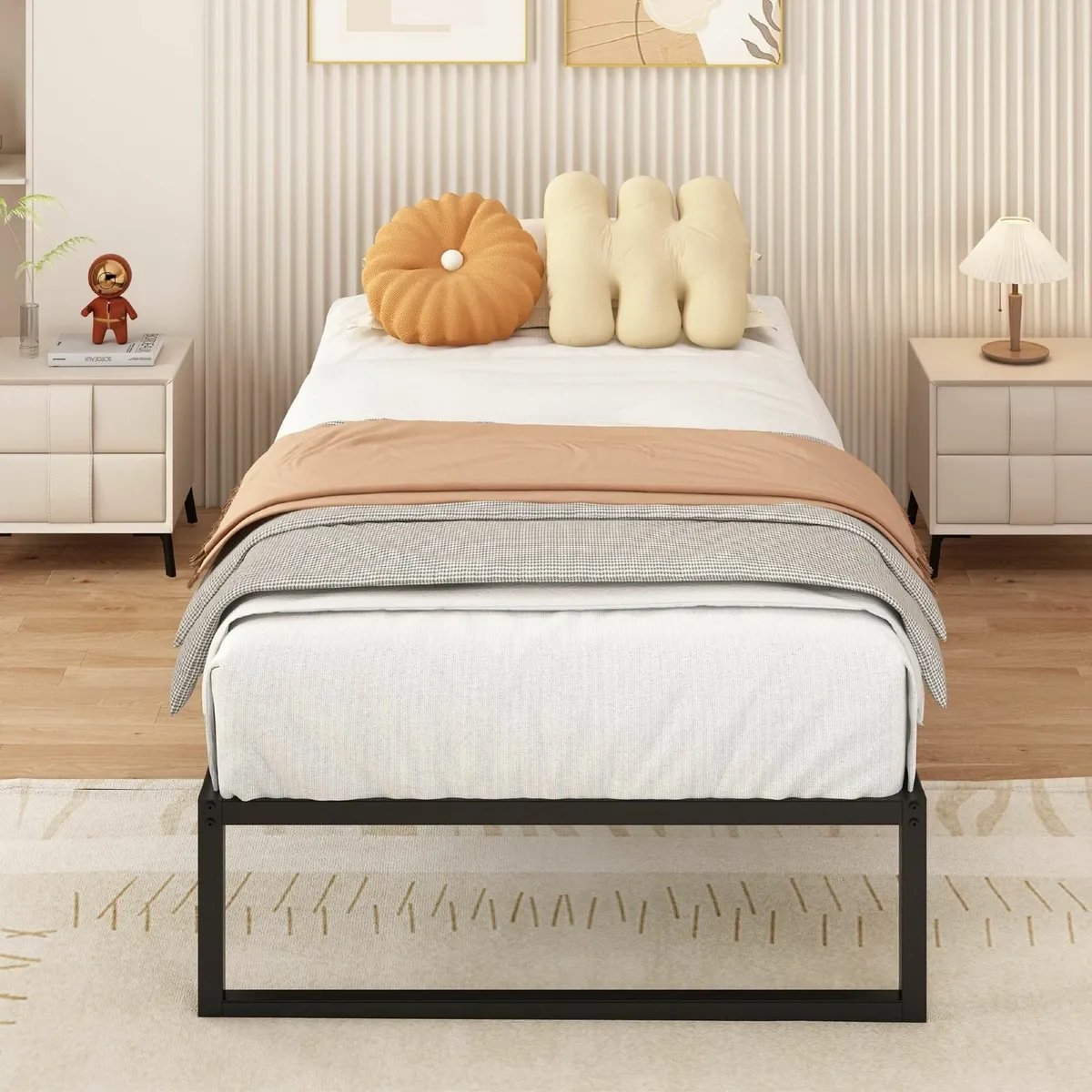 Single Bed Frame 90x190 cm Metal Platform with - Image 3