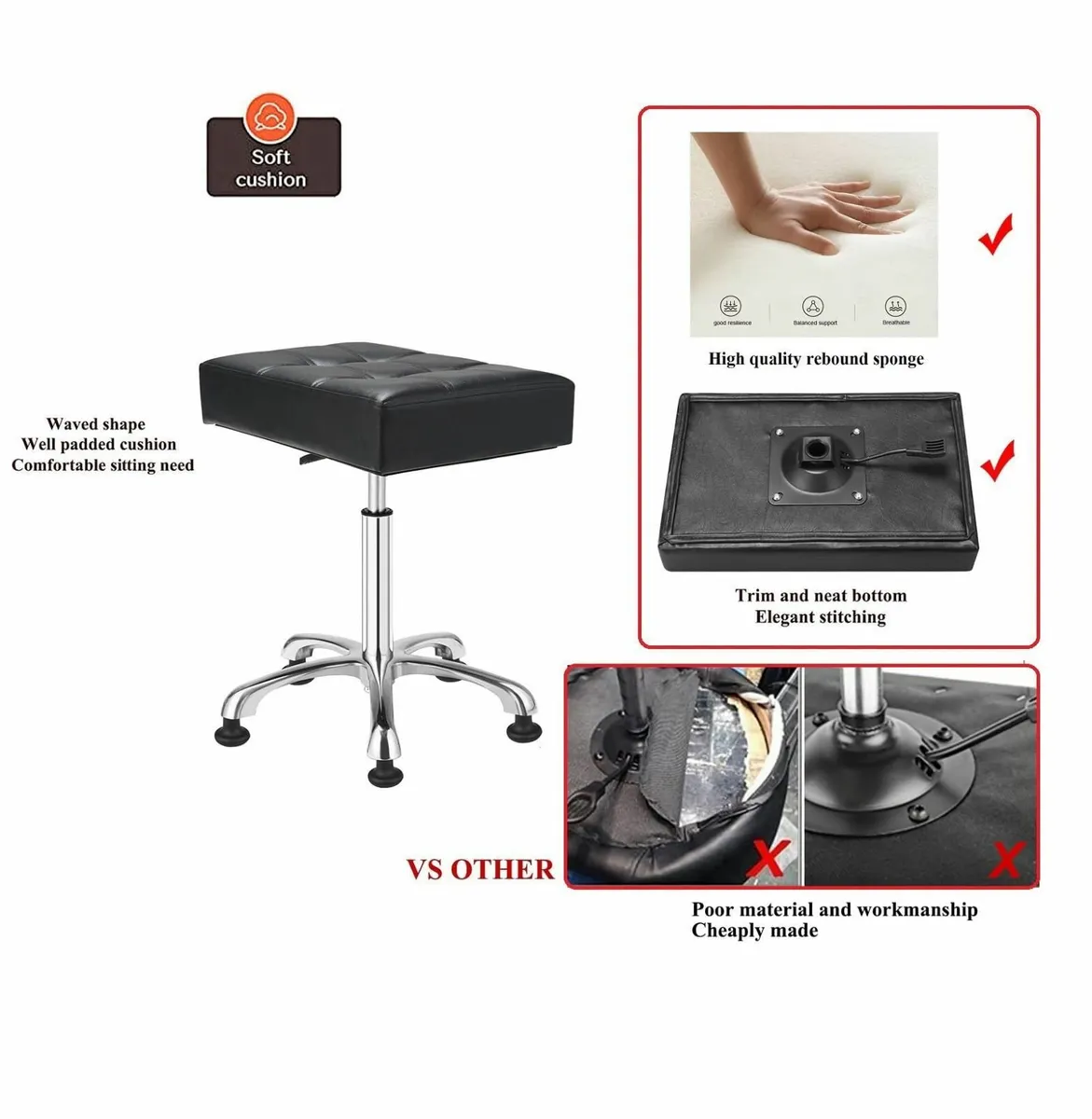 Heavy Duty Stools with Bell Glides: Backless - Image 3