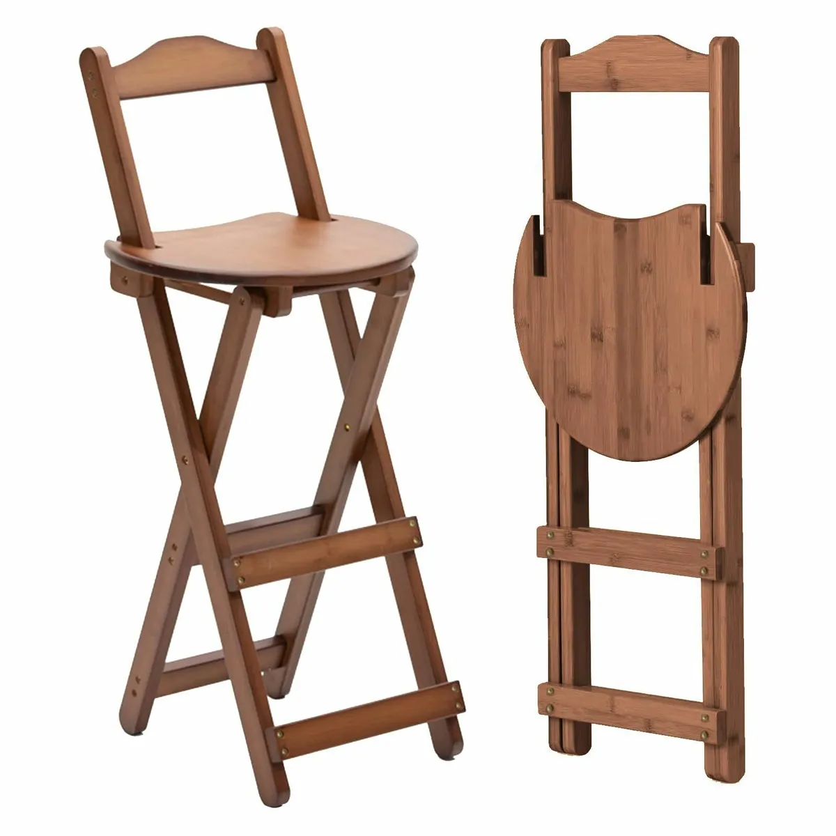 Hardwood Foldable Chair with Foot Rail Backrest - Image 1