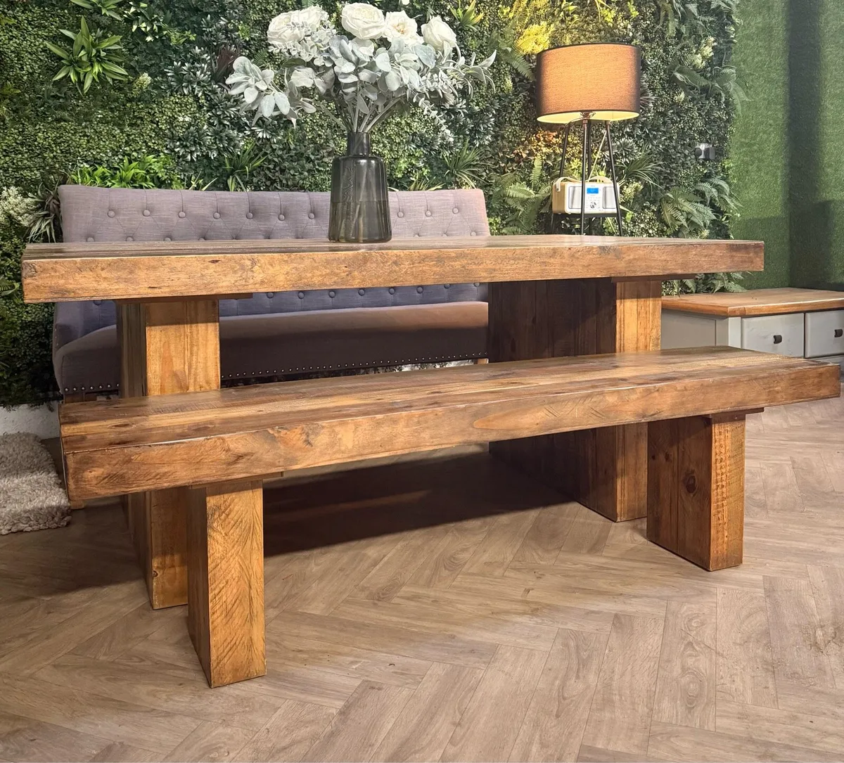 Solid wood kitchen table, sofa bench & bench - Image 1